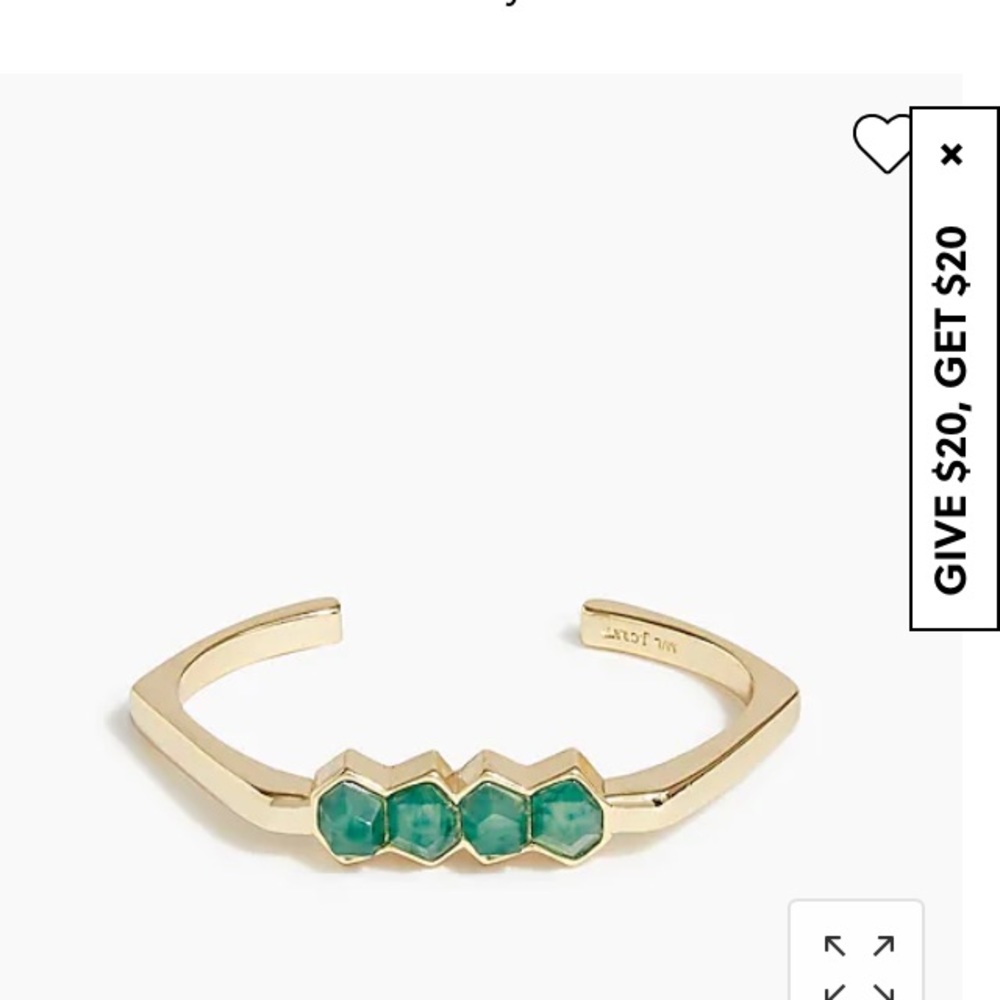 J crew cuff bracelet with stone